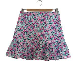 Lilly Pulitzer SZ 6 Susie Lined Skirt Blue Pink White Cotton Multi Hottie Dottie